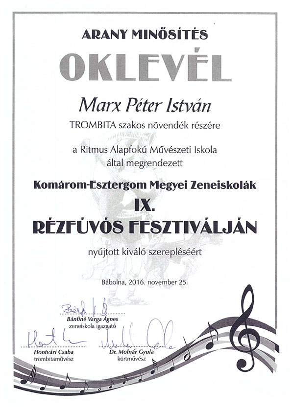 Oklevel Marx Peter Istvan